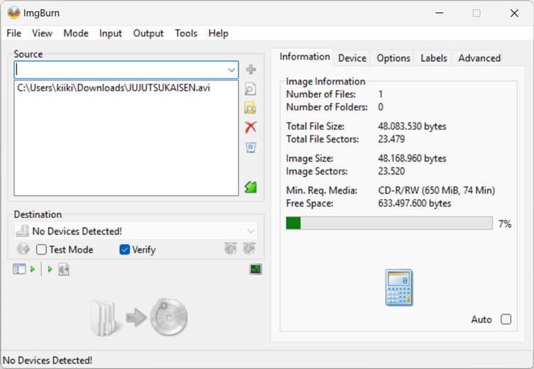 AVI auf DVD brennen mit ImgBurn