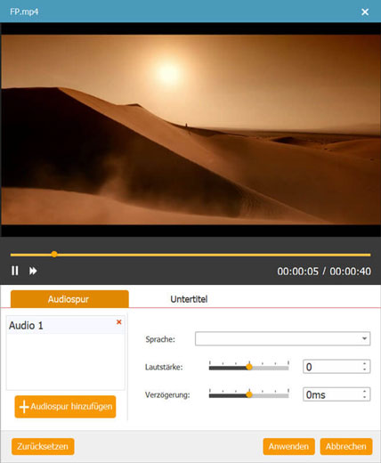 Audiospur/Untertitel hinzufügen