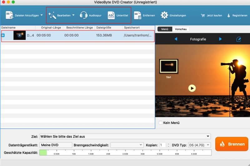 Video für DVD-Erstellung bearbeiten
