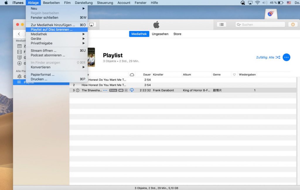 neue Playliste brennen mit iTunes