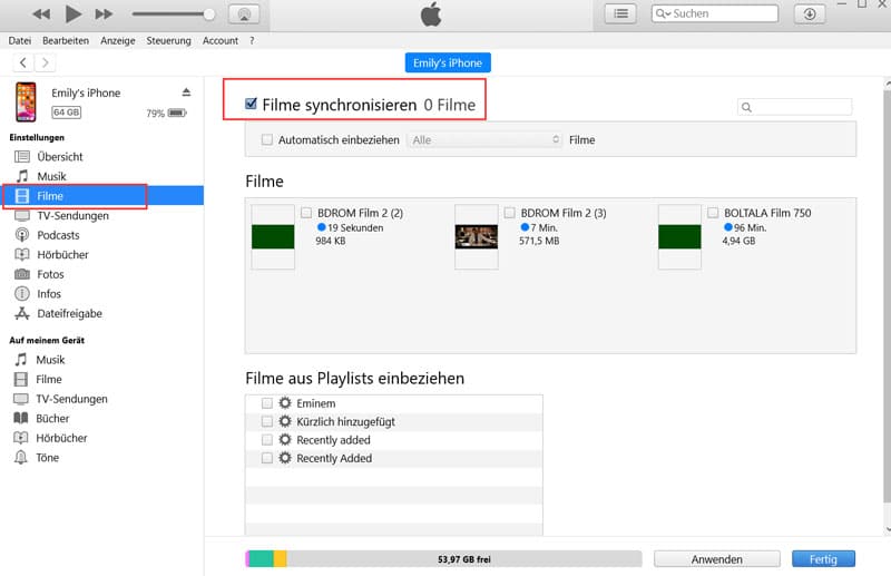 Filme synchronisieren