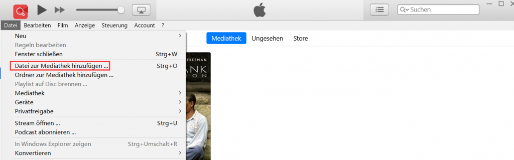 iTunes Datei hinzufuegen