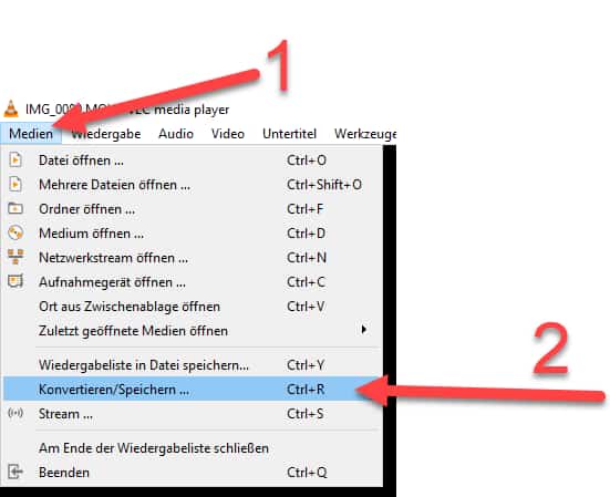 Auf Medien, Konvertieren/Speichern klicken