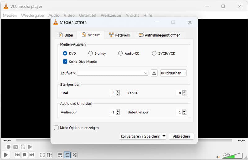 DVD auf VLC laden