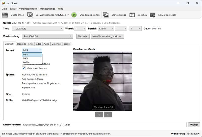 DVD mit HandBrake in MPEG umwandeln