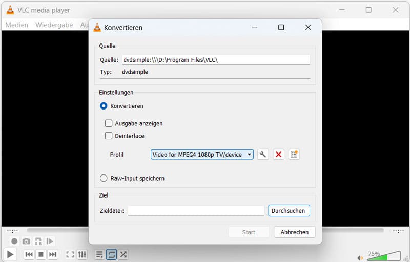 DVD mit VLC in MPEG umwandeln