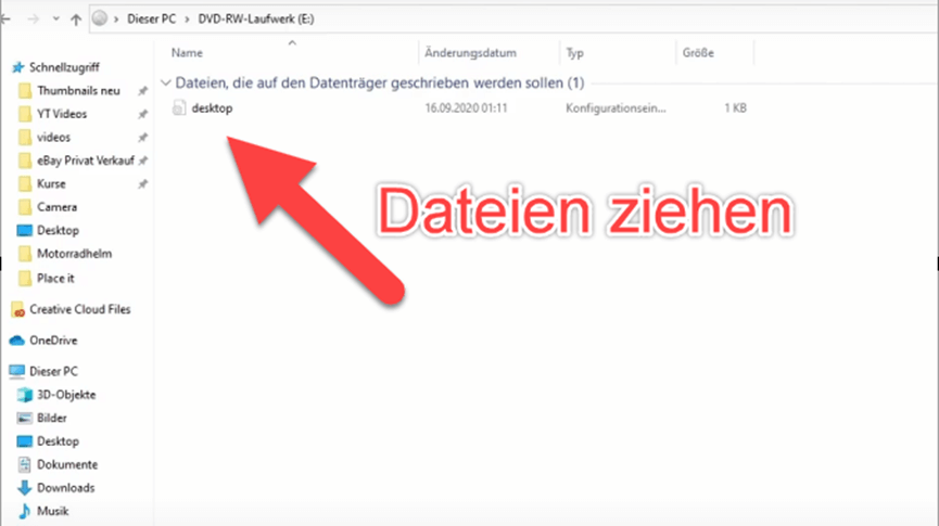 Dateien ziehen zum DVD-Brennen