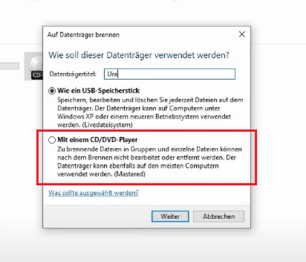 Mit einem CD/DVD-Player