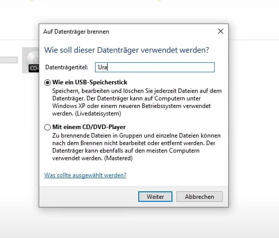 Auswahl der Verwendung von Datentägern