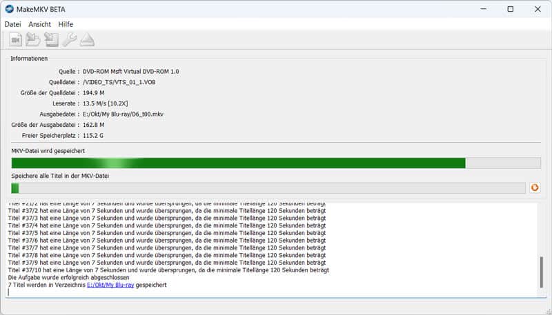 DVD mit MakeMKV rippen
