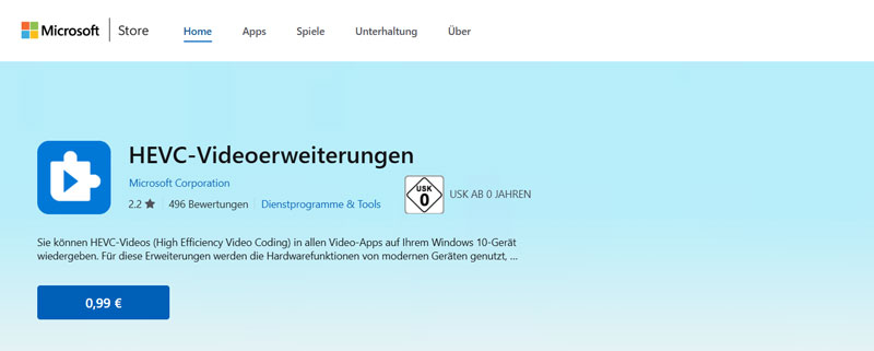 HEVC-Videoerweiterungen