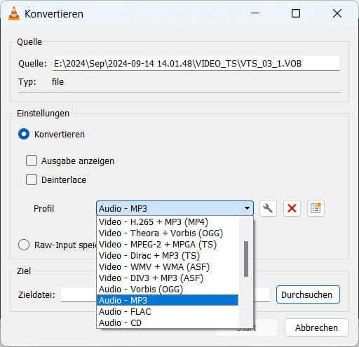 DVD in MP3 mit VLC umwandeln