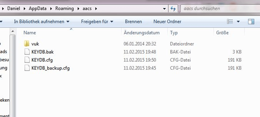 Keydb Cfg In Aacs Ordner Ziehen