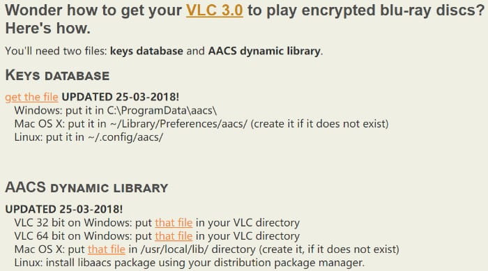 VLC AACS-Bibliothek downloaden