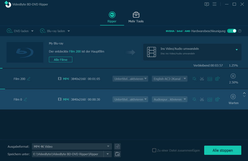 Blu-ray Ländercode entfernen mit VideoByte BD-DVD Ripper