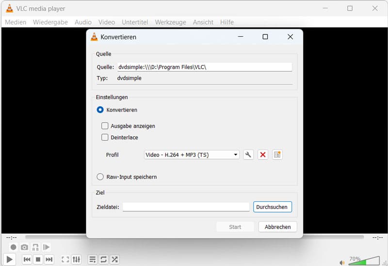 DVD mit VLC rippen starten