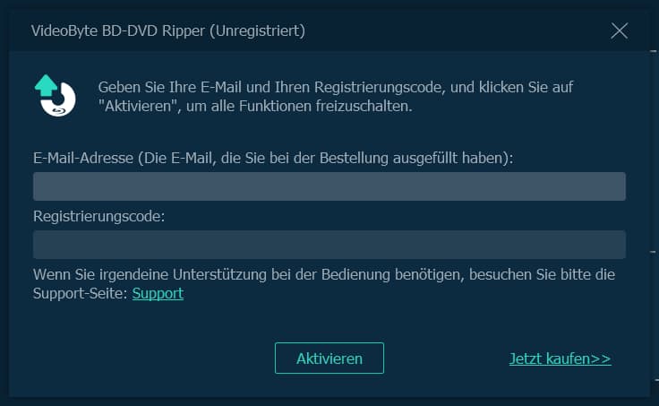 VideoByte BD-DVD Ripper registrieren