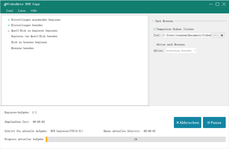 DVD kopieren starten